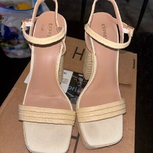 Express Cream Espadrille Sandals with Woven Straps